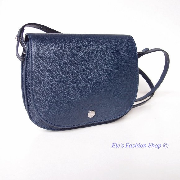 NWT LONGCHAMP Le Foulonne Small Leather Crossbody NAVY BLUE Authentic! - Picture 4 of 15